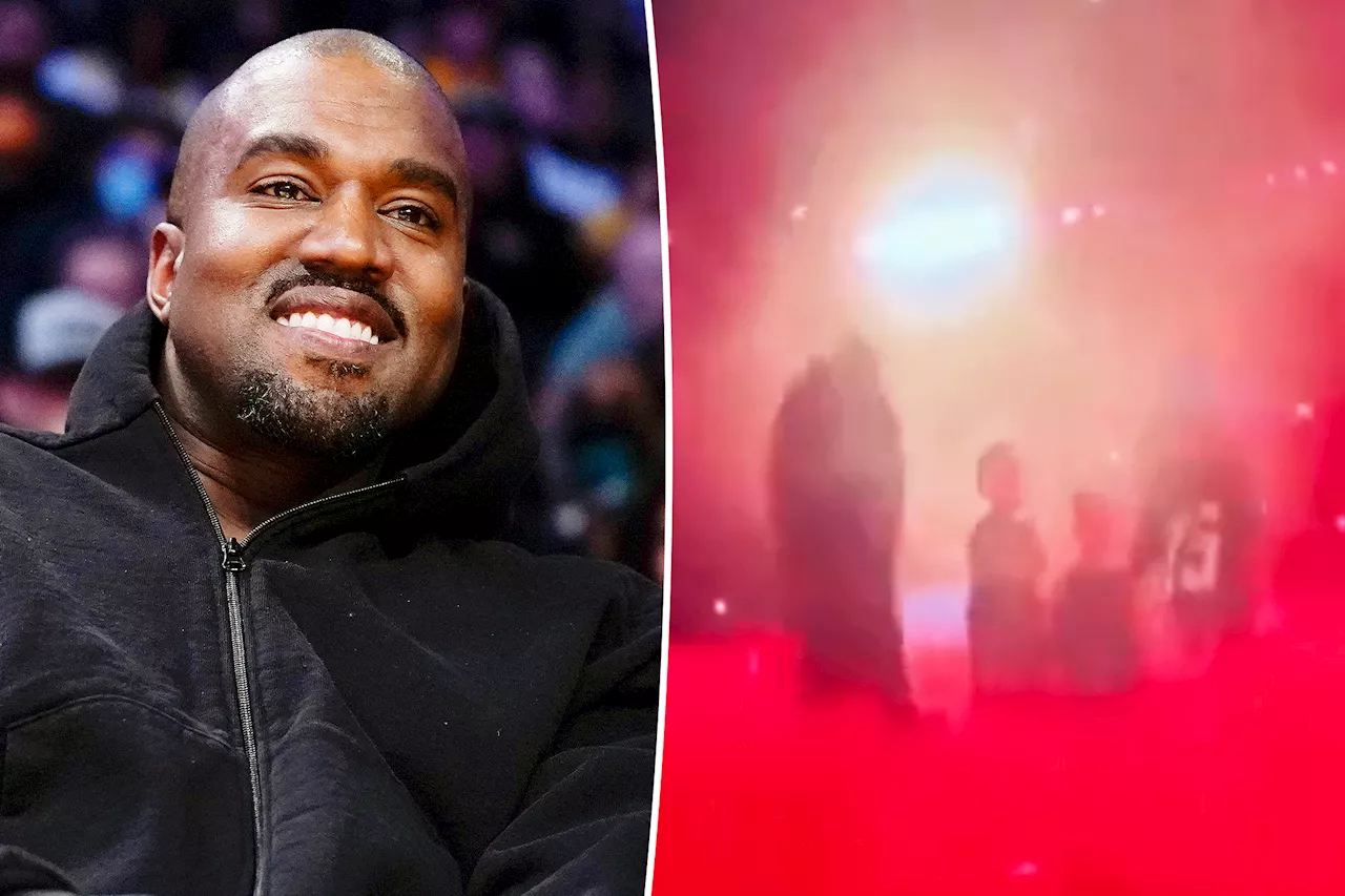 Kanye West and his kids, North, Saint, Chicago and Psalm, perform 'Everybody' on stage in China