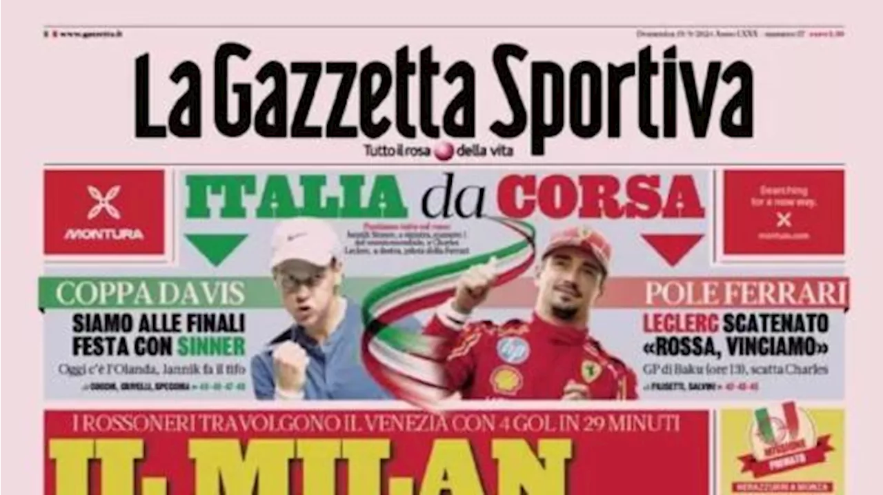 L'apertura della Gazzetta dello Sport sul successo dei rossoneri: 'Il Milan spacca'