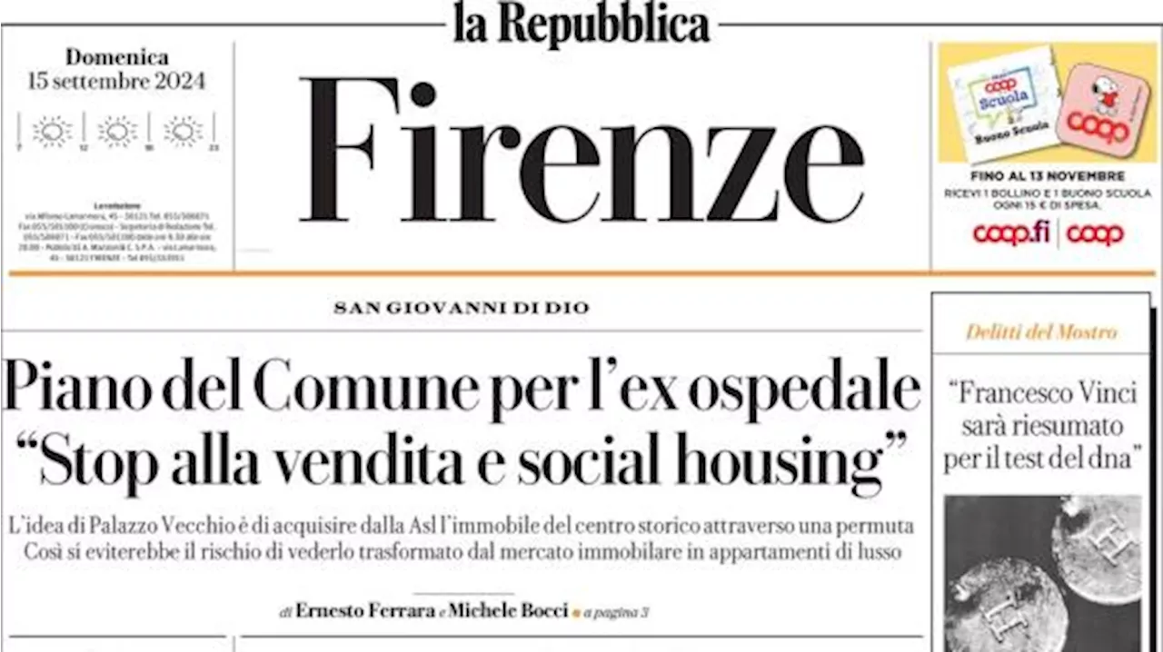 Repubblica (ed. Firenze) così stamani: 'Fiorentina in cerca della prima vittoria'