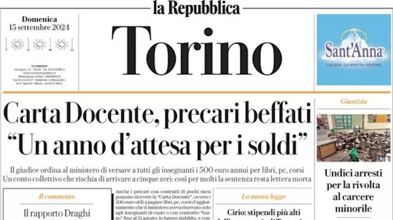 Repubblica (ed. Torino) apre sulla Juve: 'Contro il muro Empoli un altro 0-0'