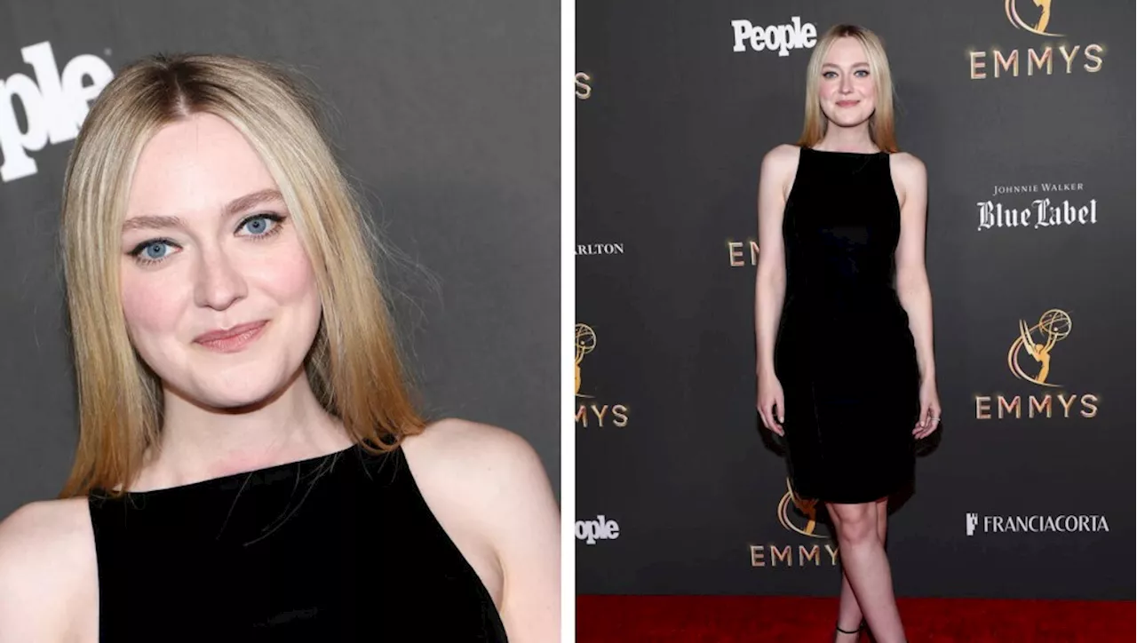 Dakota Fanning Favors ’90s-inspired Minimalism in Giorgio Armani Little Black Dress for Emmy Nominee Celebration