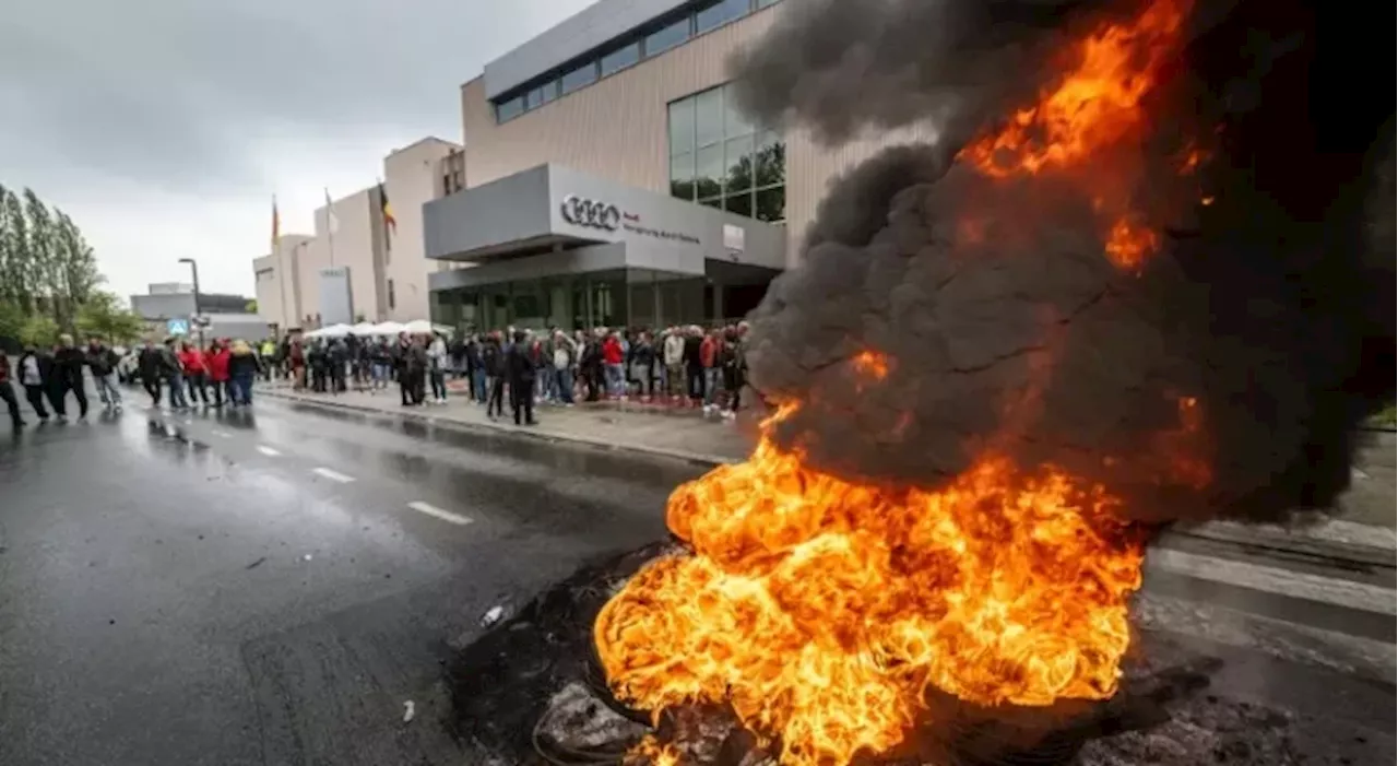 Brussels sees thousands rally as electric vehicle issues put Audi factory at risk