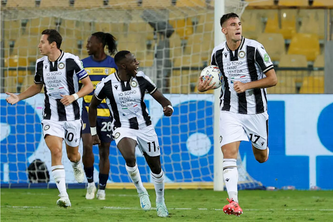 Serie A: l'Udinese vince 3-2 a Parma e vola in testa alla classifica