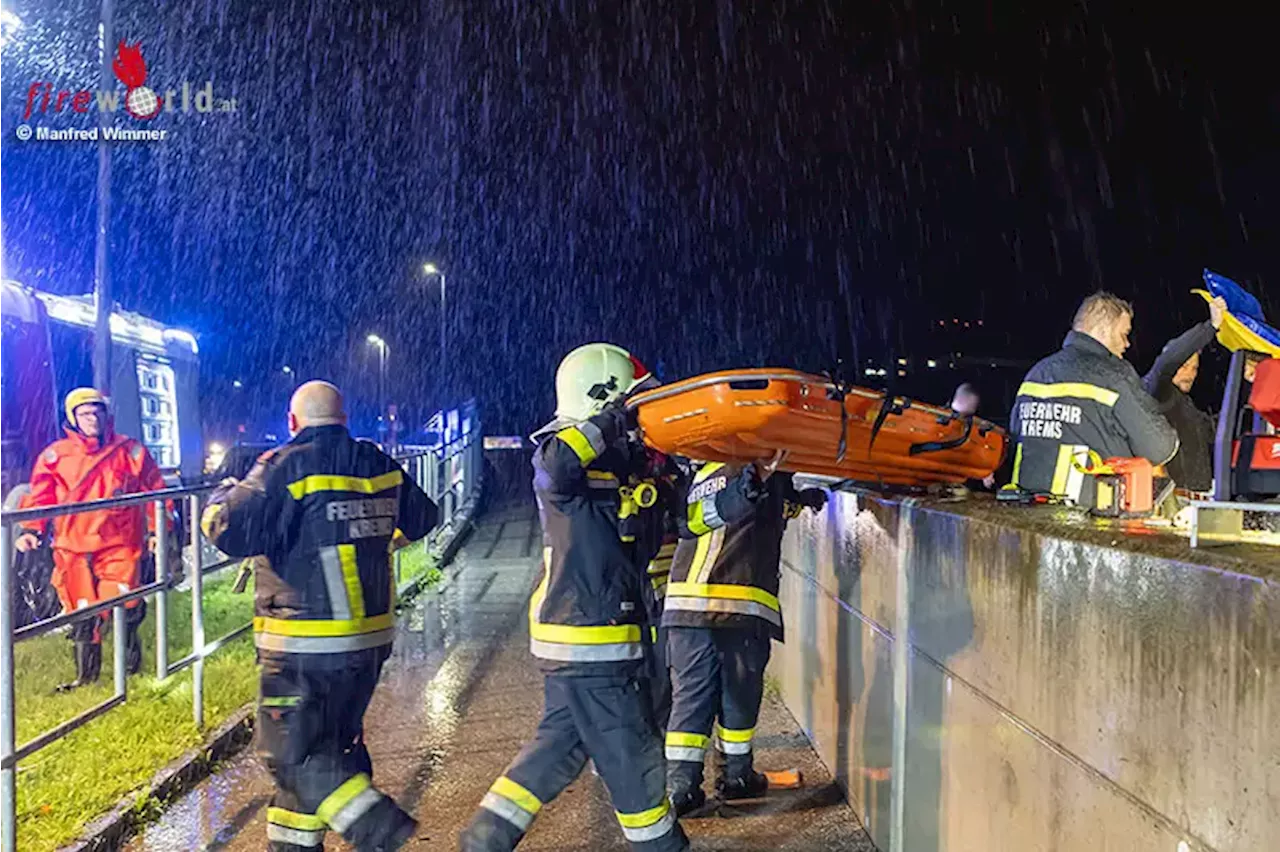 Nö: Rollstuhlfahrer in Krems aus Hochwasser-Uferzone gerettet: Meiden Sie gesperrte Bereiche!