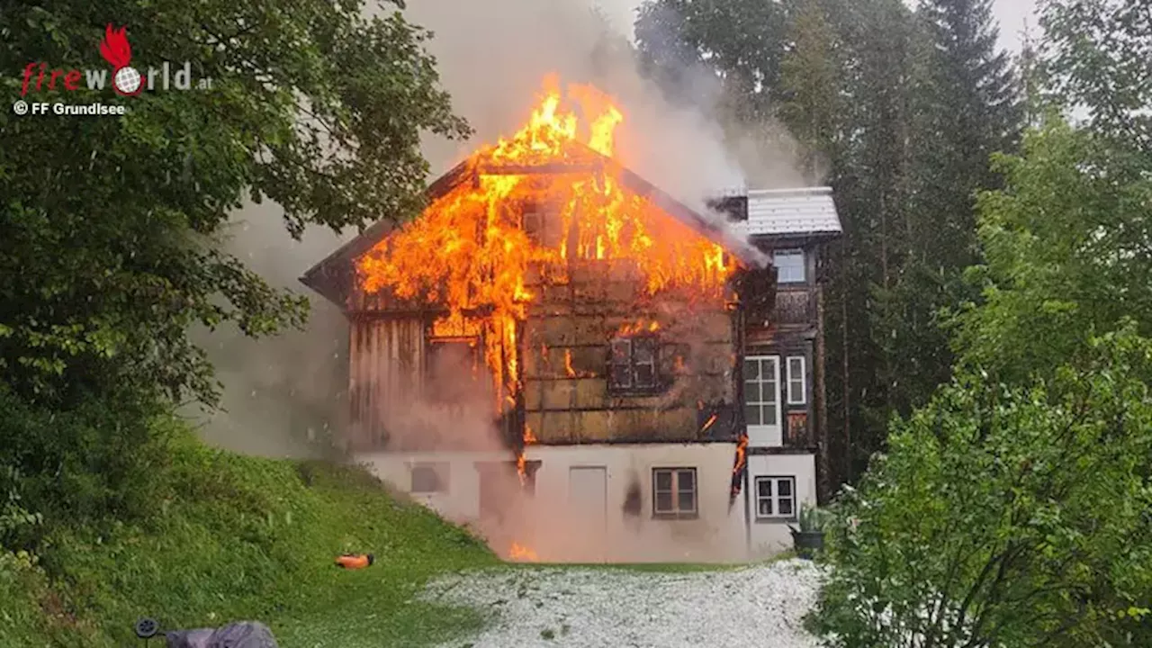 Stmk: Ausgedehnter Brand eines abgelegenen Hauses in Grundlsee