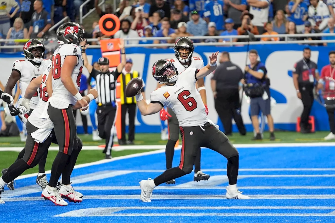 Baker Mayfield runs for a TD and throws a TD pass, lifting Buccaneers to 20-16 win over Lions in playoff rematch