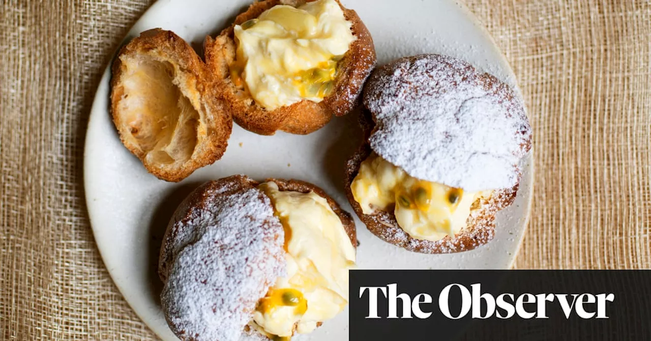 Nigel Slater’s recipes for lemon and passion fruit choux, and lamb steaks, marsala, apricots