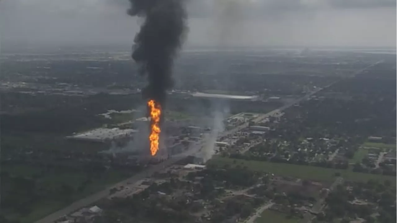 PHOTOS: Sky 2 aerials show large pipeline fire in La Porte