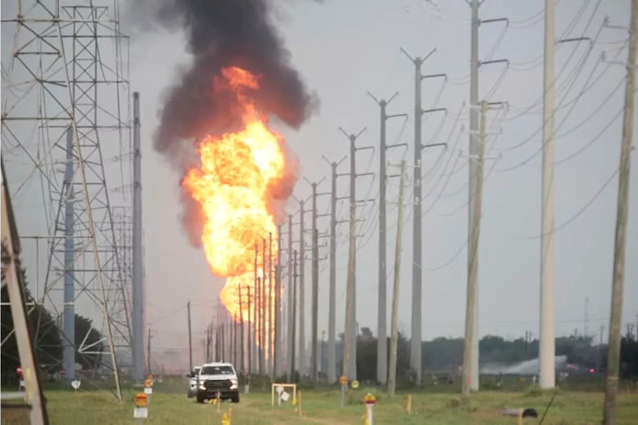 Pipeline explosion near Houston erupts in a towering flame, forcing evacuations