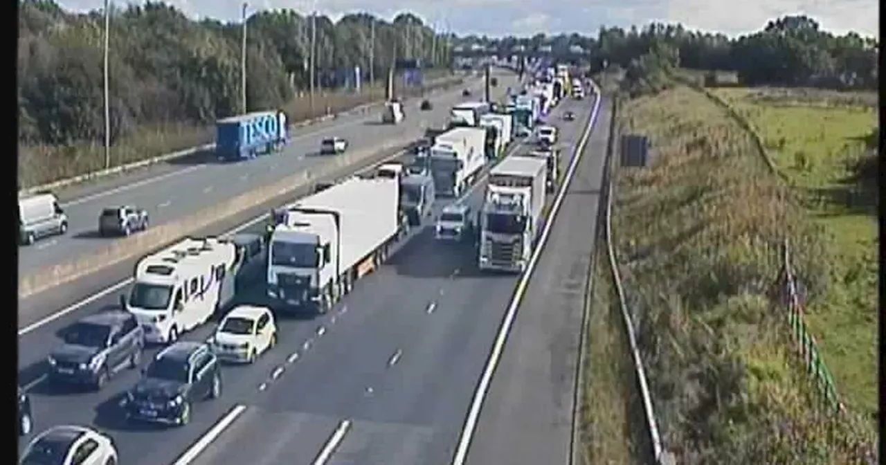 M6 live updates as traffic queues due to accident in roadworks area