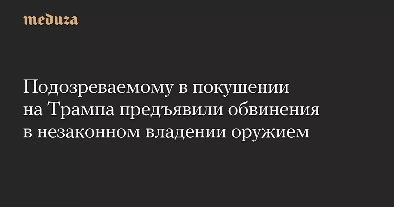 Подозреваемому в покушении на Трампа предъявили обвинения в незаконном владении оружием — Meduza