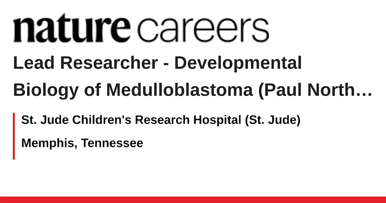 Developmental Biology of Medulloblastoma (Paul Northcott Lab) - Memphis, Tennessee job with St. Jude Children&#39;s Research Hospital (St. Jude)