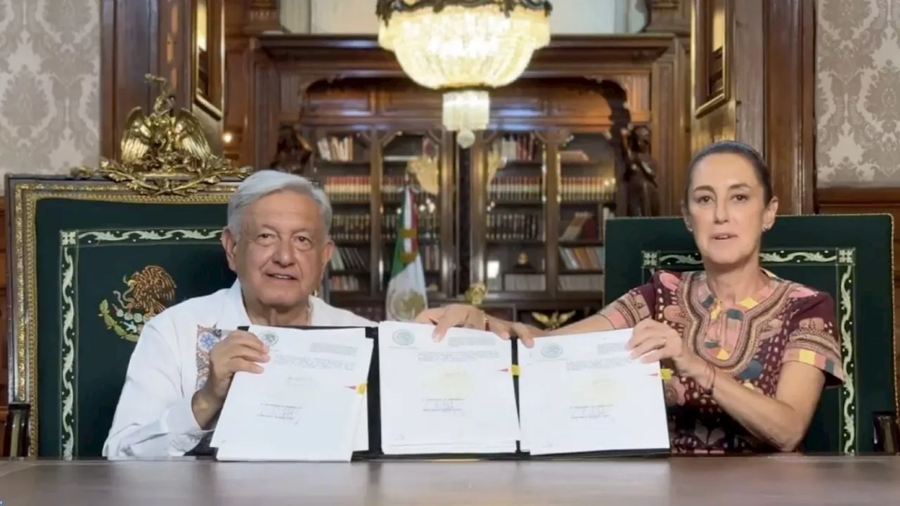 AMLO publica la reforma judicial; firma el decreto con Claudia Sheinbaum como testigo (Video)