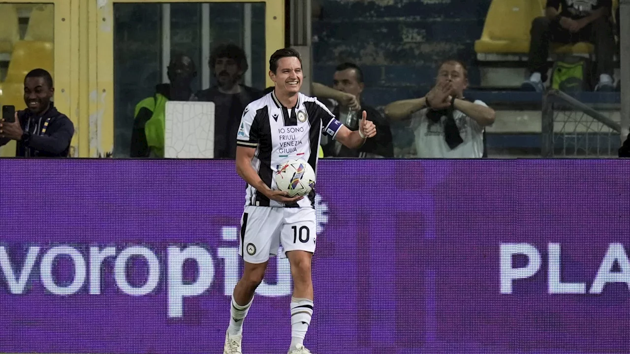 Serie A: auteur d'un doublé, un grand Thauvin place l'Udinese sur le trône du championnat