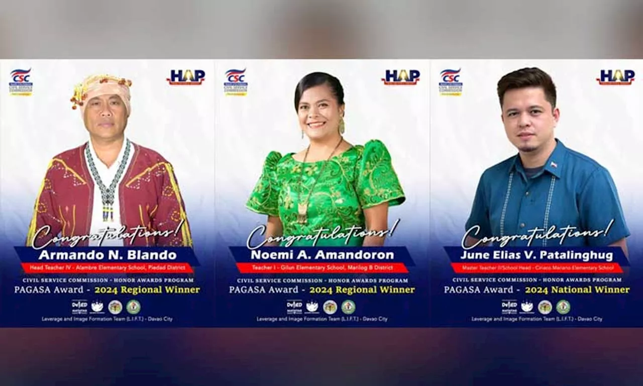 3 Davao City teachers win awards for excellence