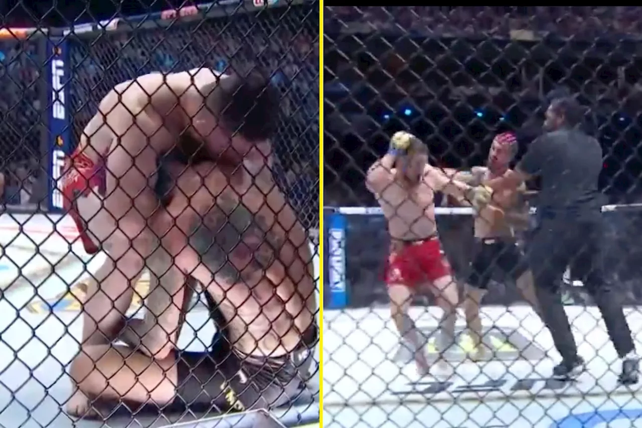 Merab Dvalishvili kisses Sean O’Malley during UFC 306 title fight marred by fouls and unusual incidents...