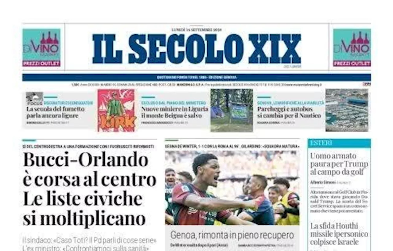 Il Secolo XIX in prima pagina sul Genoa: 'Rimonta in pieno recupero contro la Roma'