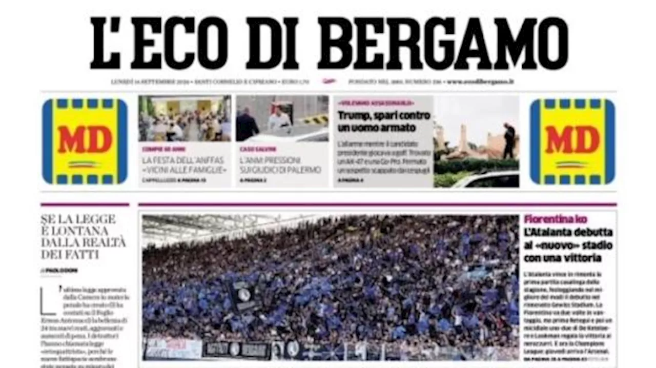 L'Eco di Bergamo: 'L'Atalanta debutta al nuovo stadio con una vittoria'