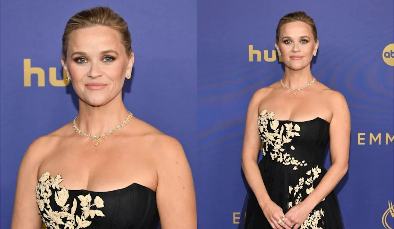 Reese Witherspoon Favors Floral Details in Strapless Dior Dress for Emmy Awards 2024 Red Carpet