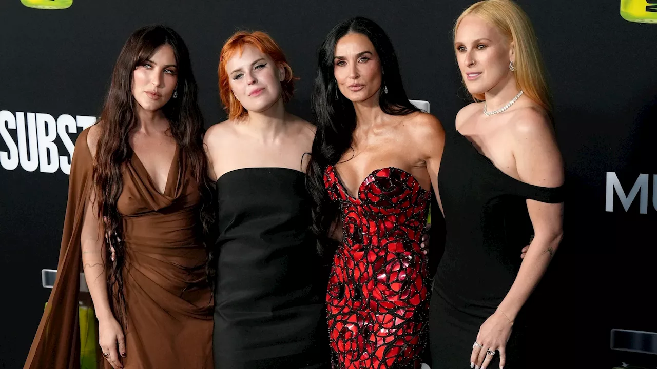 Demi Moore hits red carpet with 3 daughters for 'The Substance' premiere