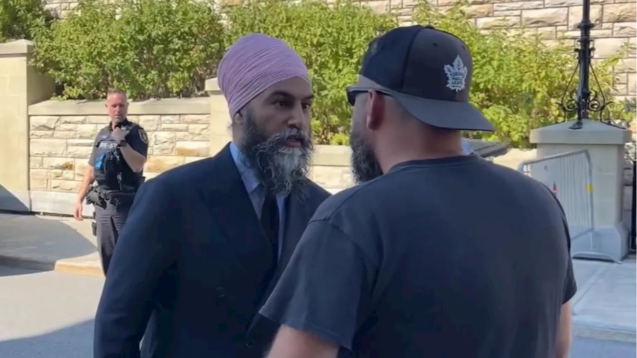 'Say it to my face': Singh confronts heckling protester on Parliament Hill