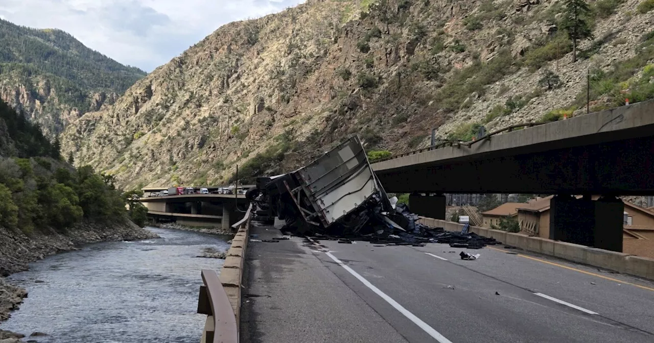 Semi-truck rollover shuts down eastbound I-70 in Glenwood Canyon