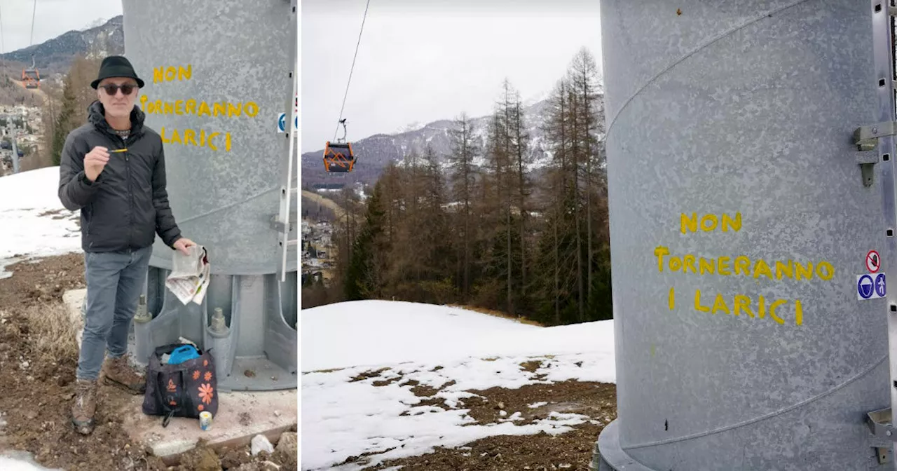 Cortina, scrisse “non torneranno i larici” sul pilone della cabinovia per protestare contro il…