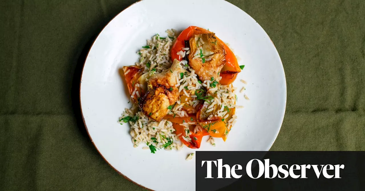 Nigel Slater’s recipe for brown rice, peppers and artichokes