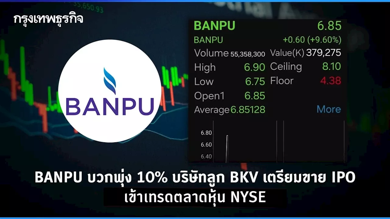 BANPU บวกพุ่ง 10% บริษัทลูก BKV เตรียมขาย IPO เข้าเทรดตลาดหุ้น NYSE