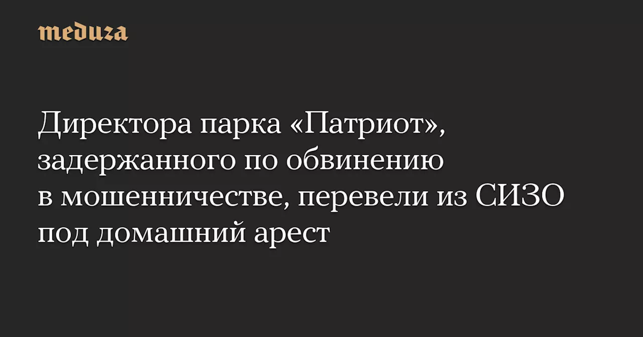 Директора парка «Патриот», задержанного по обвинению в мошенничестве, перевели из СИЗО под домашний арест — Meduza