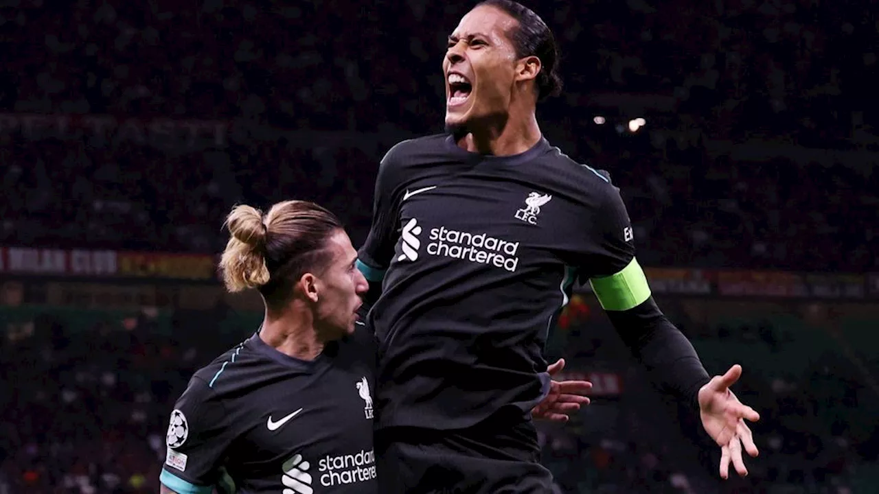 Scorende Van Dijk fleurt verjaardag Slot op met zege bij AC Milan in Champions League