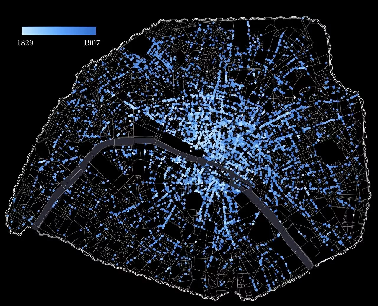 Analyzing economic activity in a growing city: Insights from 19th century Paris