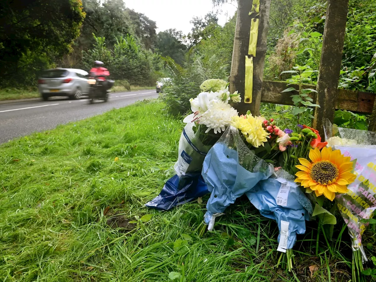 Floral tributes left at scene of tragic A442 collision near Bridgnorth that killed motorcyclist