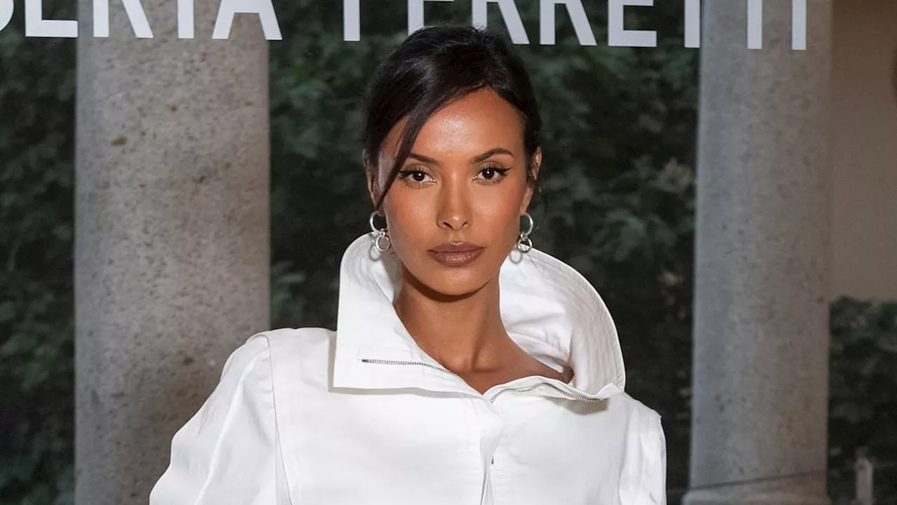 Maya Jama looks effortlessly chic in an oversized white shirt dress as she attends the Alberta...