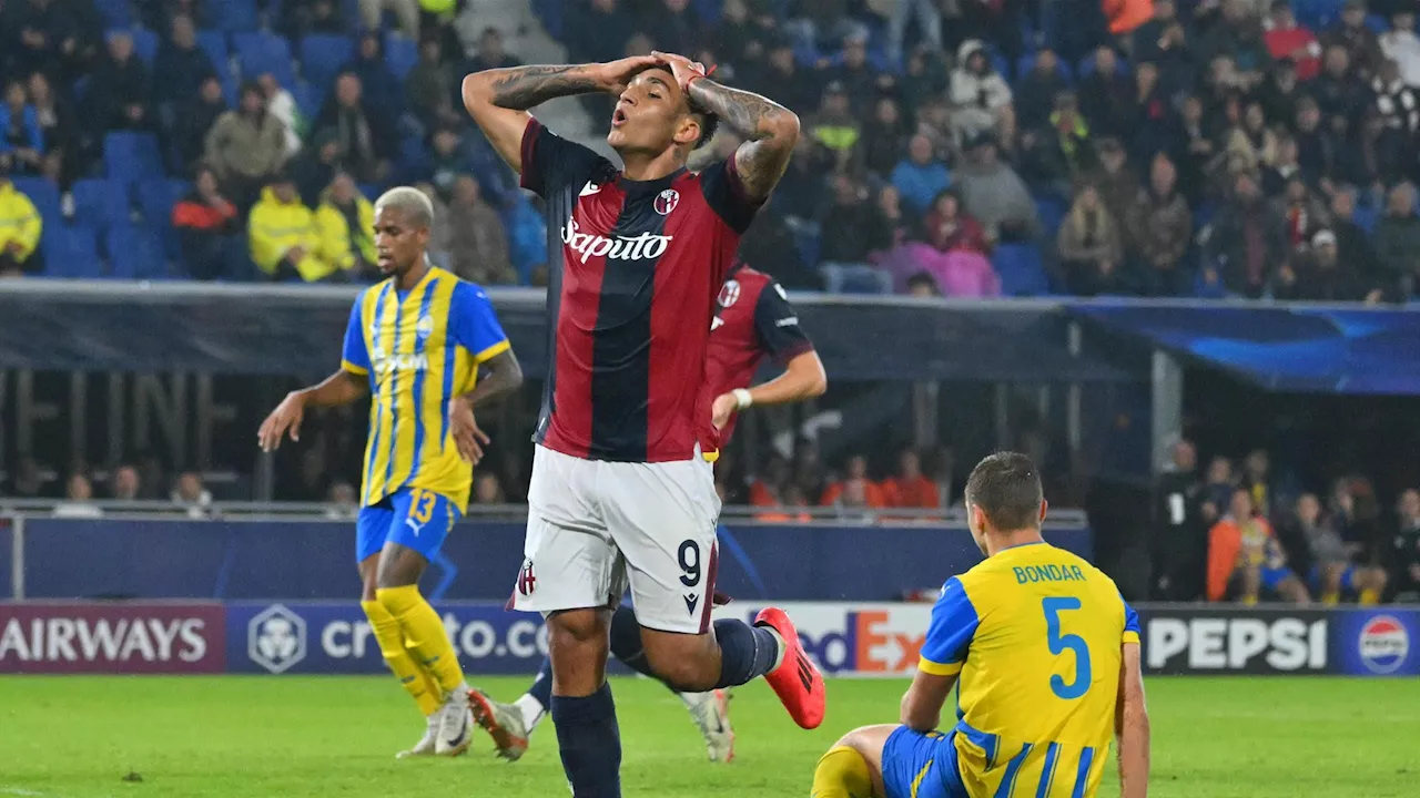 Bologna-Shakhtar Donetsk 0-0: Skorupski para un rigore a Sudakov, poi i rossoblù non sfondano