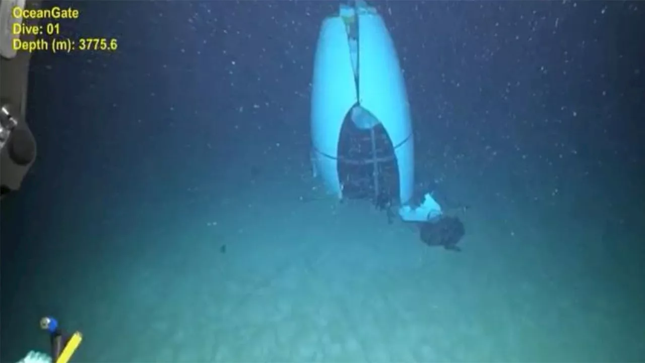 Eerie video shows Titan submersible tail cone on ocean floor