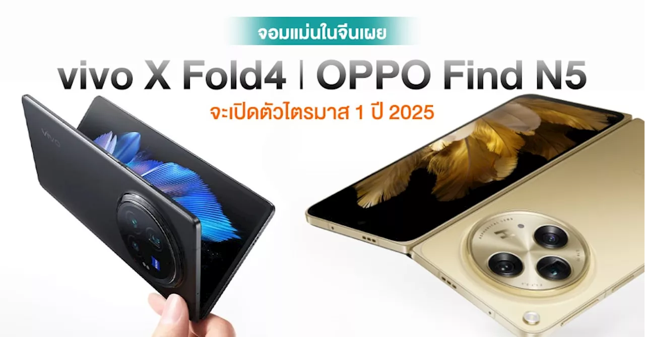 จัดหนักต้นปี ! vivo X Fold4 และ OPPO Find N5 จอพับตัวท็อปอาจเปิดตัวช่วงไตรมาส 1 ปี 2025