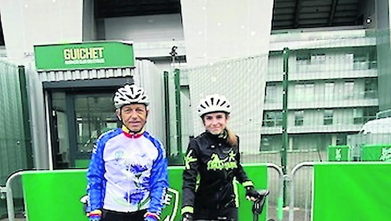 Michel et Marine pédalent 600 kilomètres entre Tarbes et Saint-Etienne pour aller encourager les Verts