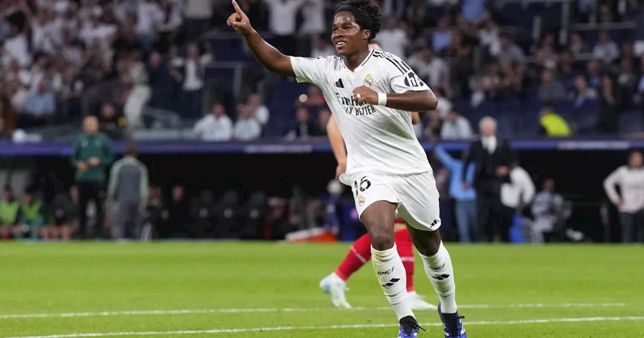 Brasileño Endrick se vuelve el anotador más joven del Real Madrid en la Champions