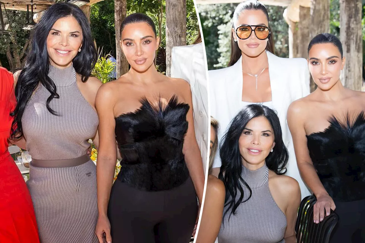 Kim Kardashian rocks faux fur corset to Lauren Sánchez's book party