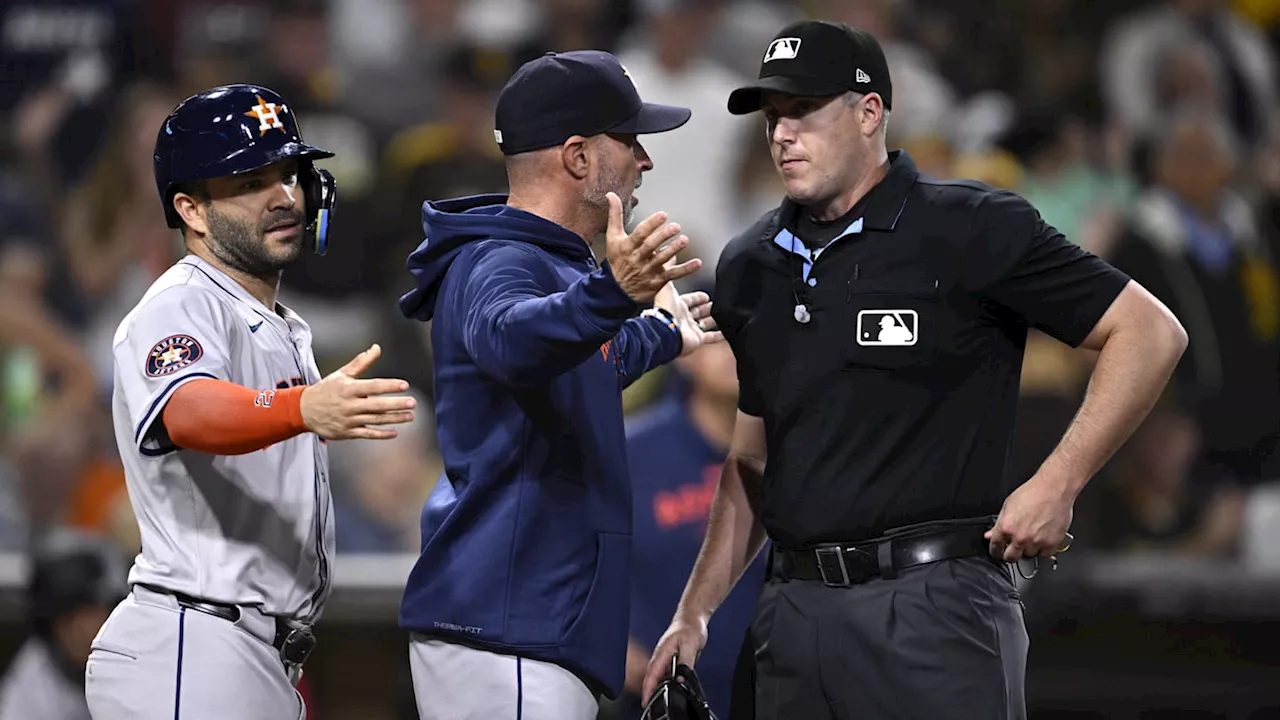 Astros' Jose Altuve Ejected After Taking Sock, Shoe Off in Attempt to Sway Umpire