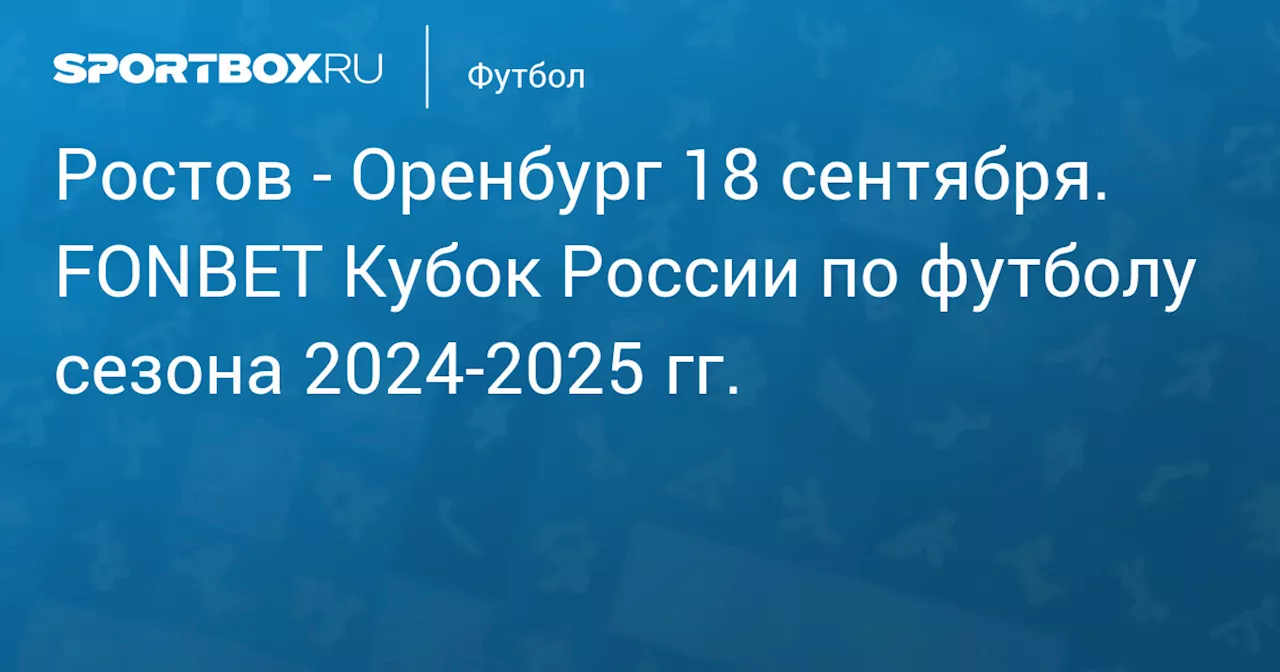 Оренбург 18 сентября. FONBET Кубок России по футболу сезона 2024-2025 гг.. Протокол матча