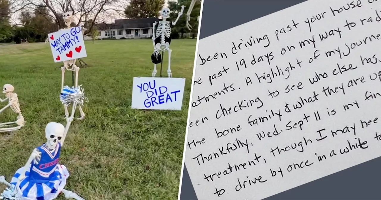 Family Uses Halloween Skeletons To Encourage Woman With Cancer