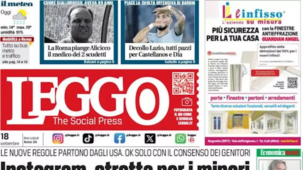 Leggo oggi in prima pagina: 'Decollo Lazio, tutti pazzi per Castellanos e Dia'