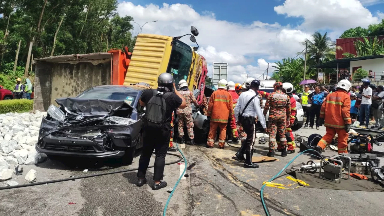 Man Dies After Car Crushed by Stone-Filled Truck in Multi-Vehicle Crash