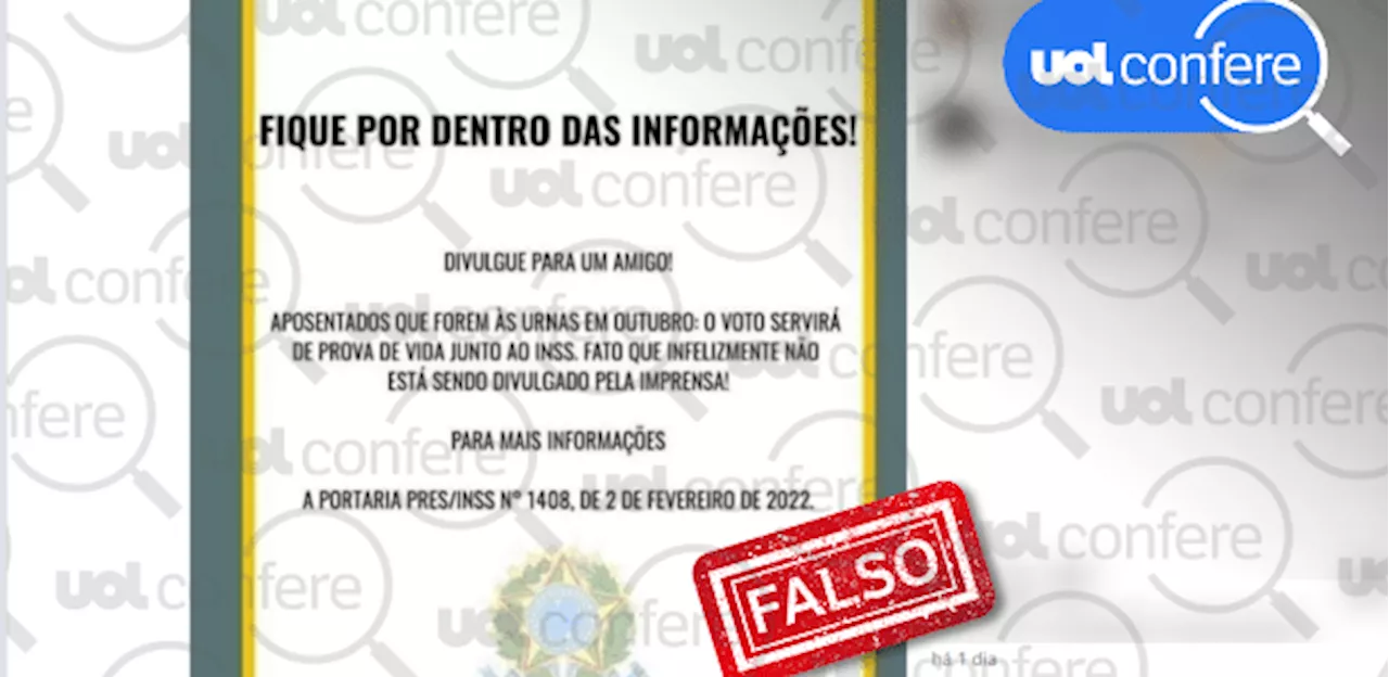 É falso que votação sirva como prova de vida do INSS nas eleições de 2024