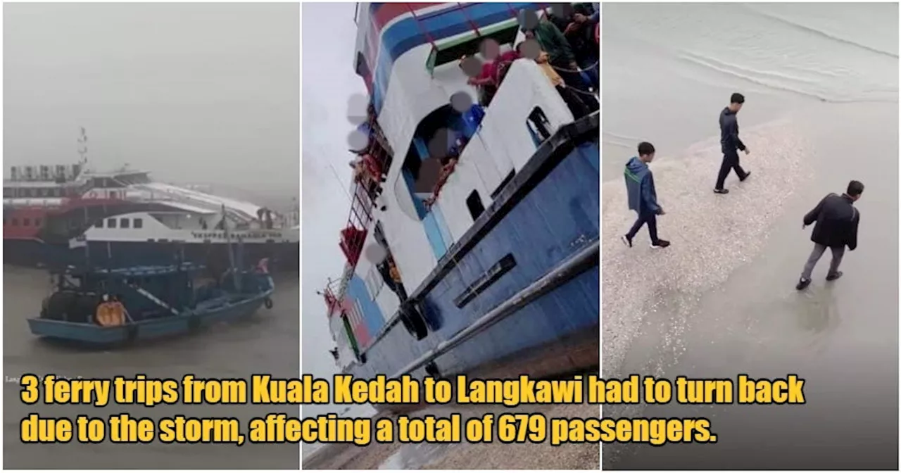 Ferry Bound for Langkawi with 567 Passengers Stranded on Sandbar After Strong Winds Push it Off Course