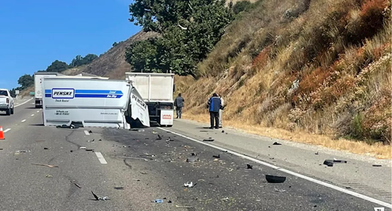 Two trucks crash on the Cuesta Grade near Santa Margarita