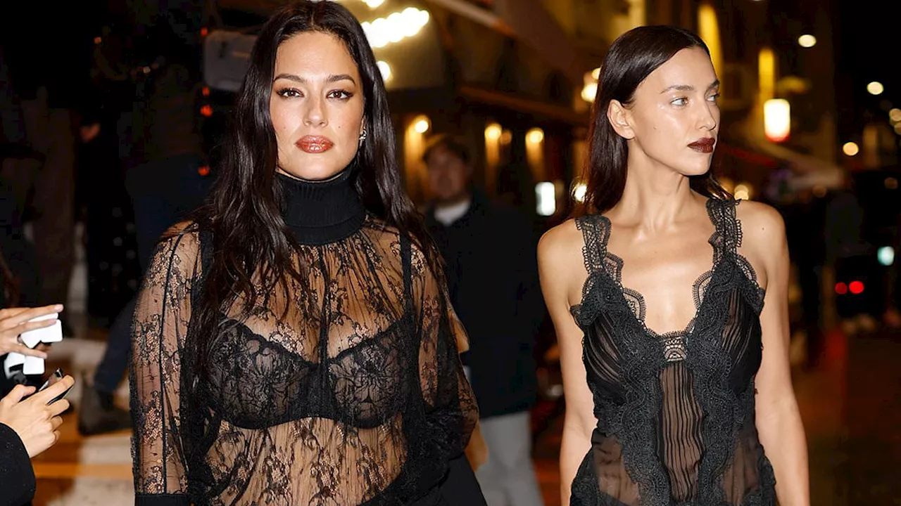 Irina Shayk and Ashley Graham sizzle in sheer black dresses at Vogue event during Milan Fashion Week