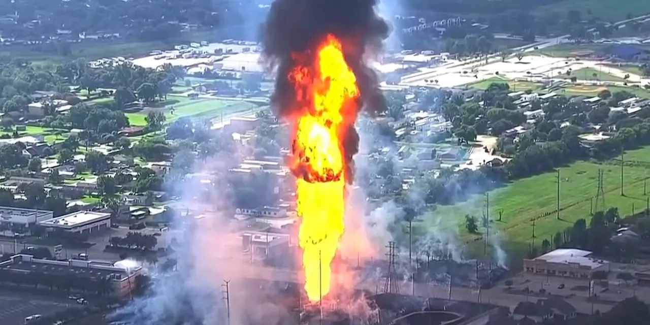 Human remains are found inside an SUV that officials say caused pipeline fire in suburban Houston